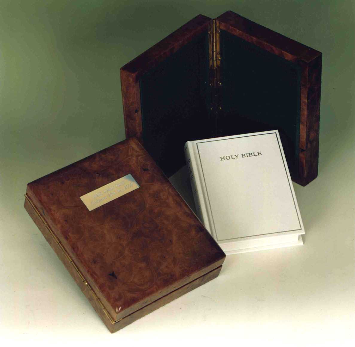 Presentation Bible with Burr Walnut Bible Case